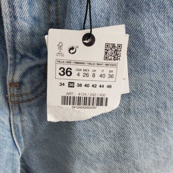 Zara High Rise Straight Full Length Distressed Jeans Size 4 - Picture 5 of 8